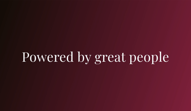 Powered by great people on red background