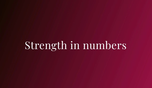 Strenght in Numbers text on a red background